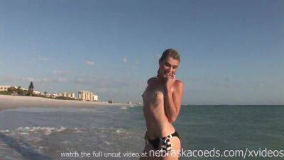 Tiny skinny blonde from st pete florida illegally naked on the beach on freefilmz.com