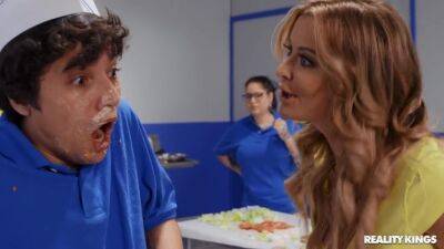 Small Fry - angree mom Linzee Ryder punishes fast food worker with a pair of massive fake tits on freefilmz.com