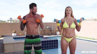 Energized MILF fucks with personal trainer for limitless orgasms on freefilmz.com