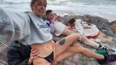 Two couples of perverted friends came to the beach to throw a swinger party - Ukraine on freefilmz.com