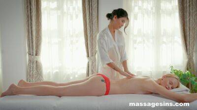 Massage makes these hot lesbians crave more than just sensual touches on freefilmz.com