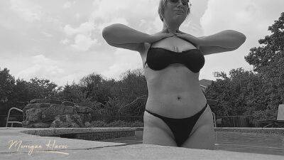 Boobs Tease At The Pool Black And White on freefilmz.com