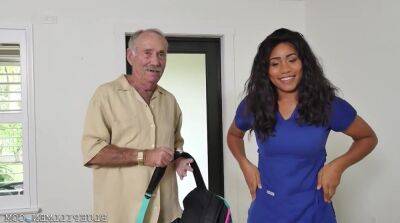 Big-Breasted Ebony Nurse Fucks With A Real Old Man on freefilmz.com