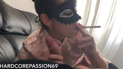 Asian mistress blowing cigarette & cock, rides dick, takes creampie. - Japan on freefilmz.com