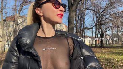 Anastasia Ocean In Beauty Flashes Her Big Boobs While Walking In A Public Park on freefilmz.com