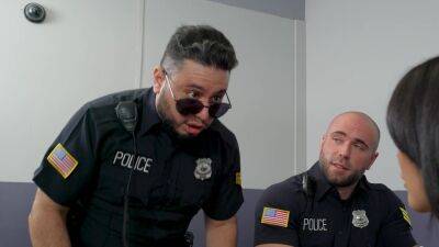 Cops share this slutty bitch for anal sex and come inside her on freefilmz.com