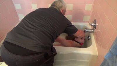Lovely Ashley Is Hogtied And Humiliated In Bathtub on freefilmz.com