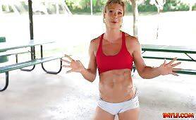 Busty milf wants share how she workouts on freefilmz.com