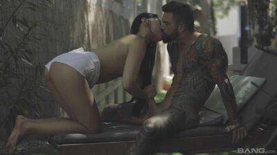 Dashing brunette devours cock in passionate outdoor fantasy shag on freefilmz.com