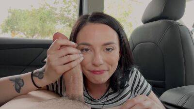 Steamy teen filmed in the car when treating herself with a big dick on freefilmz.com