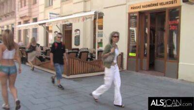 Sexy Babe Sports Painted On Outfit in Public - Czech Republic on freefilmz.com