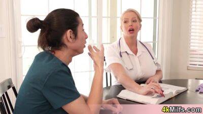 Busty blonde doctress teaches her new doctor about anal examination on freefilmz.com