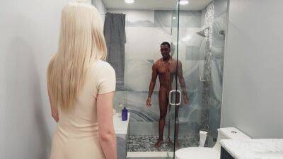 Blonde beauty shares man's fantasy and fucks his big black dick in unique modes on freefilmz.com