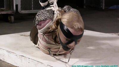 Skank Blonde Suffers Incredible Hogtie By Mamaic on freefilmz.com