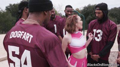 Cheerleader gangbang fucked in merciless scenes and covered in sperm on freefilmz.com