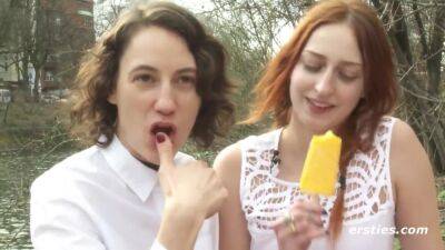 American Babes Explore Each Other's Sexy Bodies Outdoors - Redhead eats icecream and her lesbian girlfriend - Germany - Usa on freefilmz.com