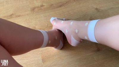 Showing My Feet In New Sexy White Nylon Socks - Amateur Foot Fetish on freefilmz.com