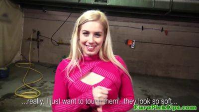 Hot blonde caught flashing her camera in public - POV reality sex on freefilmz.com
