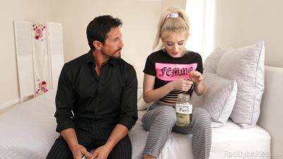 Petite blonde suits stepdad's needs by taking her undies down for him on freefilmz.com