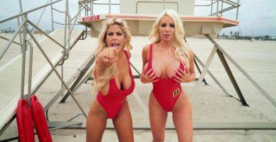 Premium cougars share a dick in flawless Baywatch role play on freefilmz.com