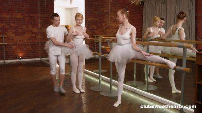 Sweet ballerinas share tasty young dick in fabulous trio on the dance floor on freefilmz.com