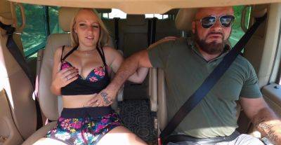 Seductive blonde gets her dose on the back seat before sucking the cock dry in the sun on freefilmz.com