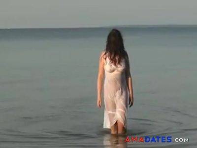 My Pantyhose Girlfriend See Through On The Beach on freefilmz.com