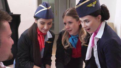 Bitches share man's dick in between flights for a special group treat on freefilmz.com