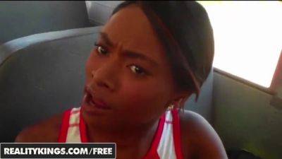 Amateur black Cheerleaders in uniform suck and lick on the bus - RealityKings on freefilmz.com