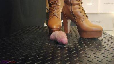 Cbt And Cock Crush Trample In Brown Knee High Boots With Tamystarly - Ballbusting Bootjob Shoejob on freefilmz.com