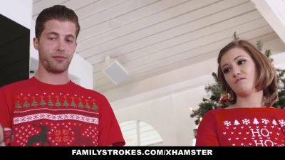 Milane Blanc & Riley Mae get naughty during the holidays with their familystrokes on freefilmz.com