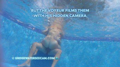 This couple thinks no one knows what they are doing underwater in the pool but the voyeur does on freefilmz.com