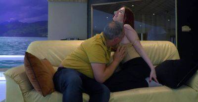 Alluring redhead loves getting intimate with her curious stepdad on freefilmz.com