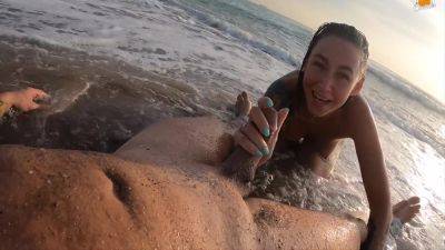 Real Couple Having Fun On A Nudist Beach. Sexy Wet Blowjob on freefilmz.com