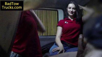 Lucky amateurs share driver's hard cock after getting stranded in a truck on freefilmz.com