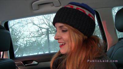 Redhead Amateur Fucks In Warm Car In Public on freefilmz.com