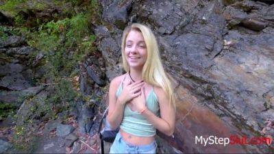 Stepdad takes his teen daughter out in the woods and gives her a cumshot on freefilmz.com