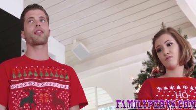 Stepbro gets nailed by his hot stepdaughter after a Christmas blowjob on freefilmz.com
