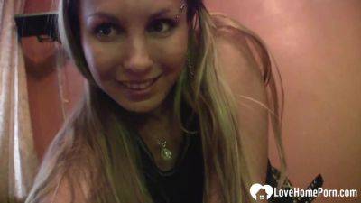Blonde Beauty Has Fun Stripping Her Clothes Off on freefilmz.com