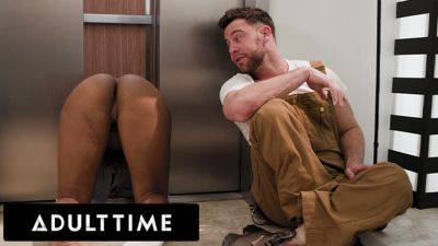 ADULT TIME - Pervy Maintenance Man Fucks August Skye While She's STUCK IN THE ELEVATOR! on freefilmz.com