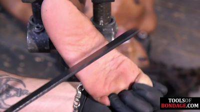 Poor BDSM Ebony babe feet whipped by rough CMNF master on freefilmz.com