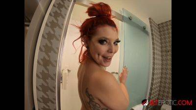 Redhead tattooed women Fallon West and Taylor Nicole shower and play with each other's big ass and small tits on freefilmz.com