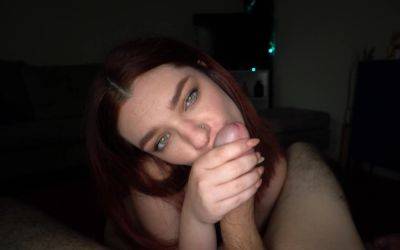 Redhead throats the big dick while moaning for harsh sex on freefilmz.com