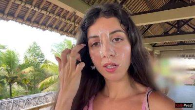 Cum Covered Delight in Public Cafe with Katty West on freefilmz.com