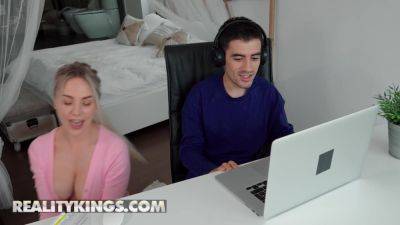 REALITY KINGS - Angie Lynx Has To Be Quiet As She Rides Jordi's Big Cock While Doing A Meeting With His Boss on freefilmz.com