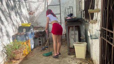 Stepdaughter Bibi in Skirt Washes Clothes - I Can't Resist Her Backside on freefilmz.com