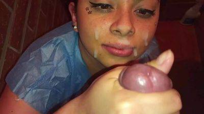 Latina girl being enthusiastic about blowjob and gets facial pov on freefilmz.com