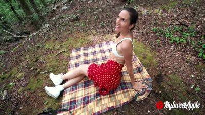 Public Picnic Gone Wild! Horny Brunette Riding Cock Outdoors Begs For A Facial on freefilmz.com