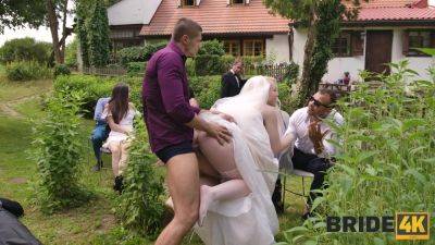 Big ass blondie gets fucked on her wedding day in front of everyone on freefilmz.com