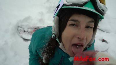 Hotly Sucked A Dick Snowboarder In The Woods In The Frost. Sperm On Face - Mila Fox on freefilmz.com